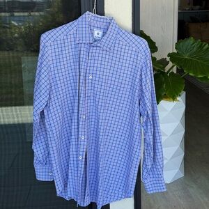 David Donahue Blue and Pink Checkered Men's Shirt